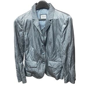 Armani Collezioni Women's Silver Gray 3 Button Blazer Size 10 Made in Italy